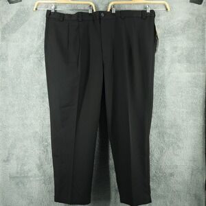 Oak Hill Dress Pants Mens 54 x 30 Black Microfiber Pleated Big & Tall